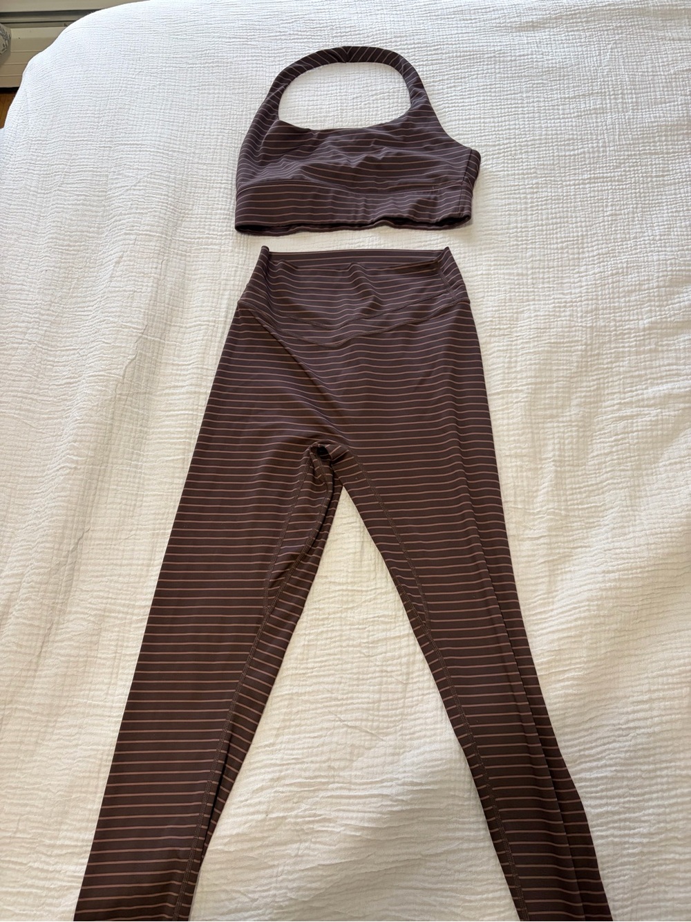 Brown Striped Two-Piece Active Set - Brand Unspecified